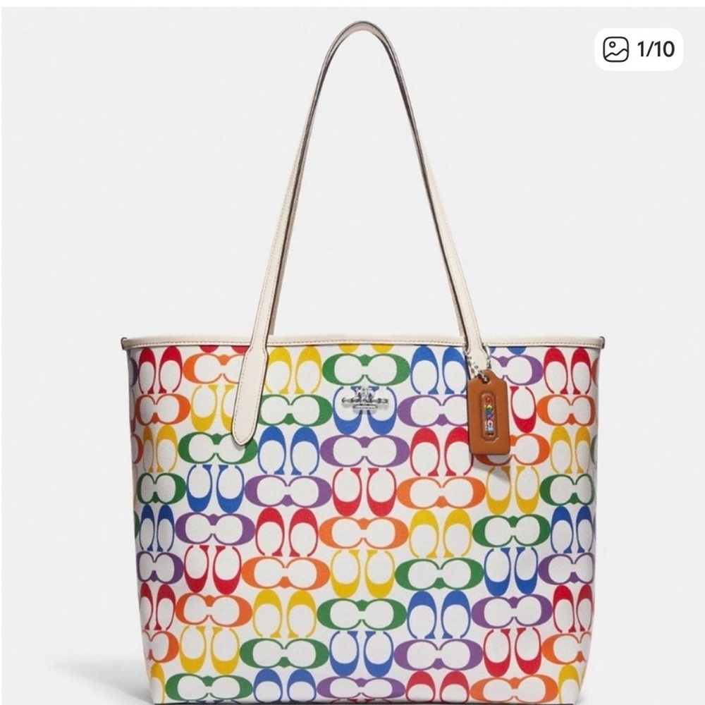 Coach Rainbow Signature Tote Bag